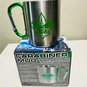 Stainless Steel Carabiner Mug with Green BSA Logo